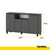 CALVIN - TV Cabinet with 4 Doors - Living Room Storage Sideboard - Anthracite Grey H31 1/2" W55 1/8" D13 3/4"