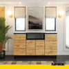 CALVIN - TV Cabinet with 4 Doors - Living Room Storage Sideboard - Black Matt / Wotan Oak H31 1/2" W55 1/8" D13 3/4"