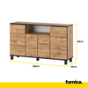 CALVIN - TV Cabinet with 4 Doors - Living Room Storage Sideboard - Wotan Oak H31 1/2" W55 1/8" D13 3/4"