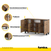 CALVIN - TV Cabinet with 4 Doors - Living Room Storage Sideboard - Wotan Oak H31 1/2" W55 1/8" D13 3/4"