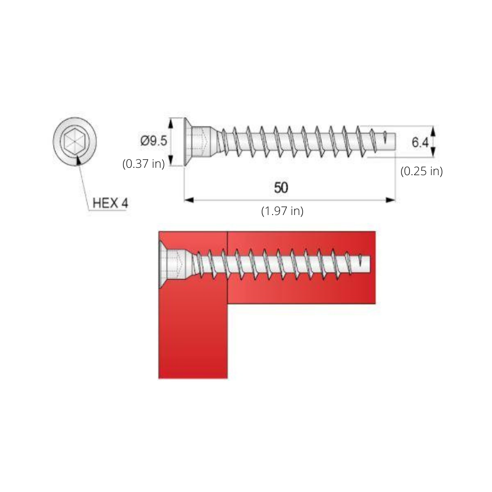 Confirmat Screws - 1/4x1-15/16 inch (100 pcs)