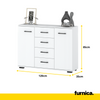 MARK - Chest of 4 Drawers and 2 Doors - Bedroom Dresser Storage Cabinet Sideboard - White Matt H33 1/2" W47 1/4" D13 3/4"