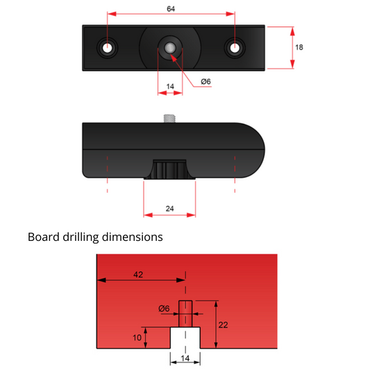 Level Regulator for 11/16 inch (18mm) Boards, M6, Black
