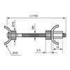 M6x3-15/16 inch (100mm) Worktop Connector