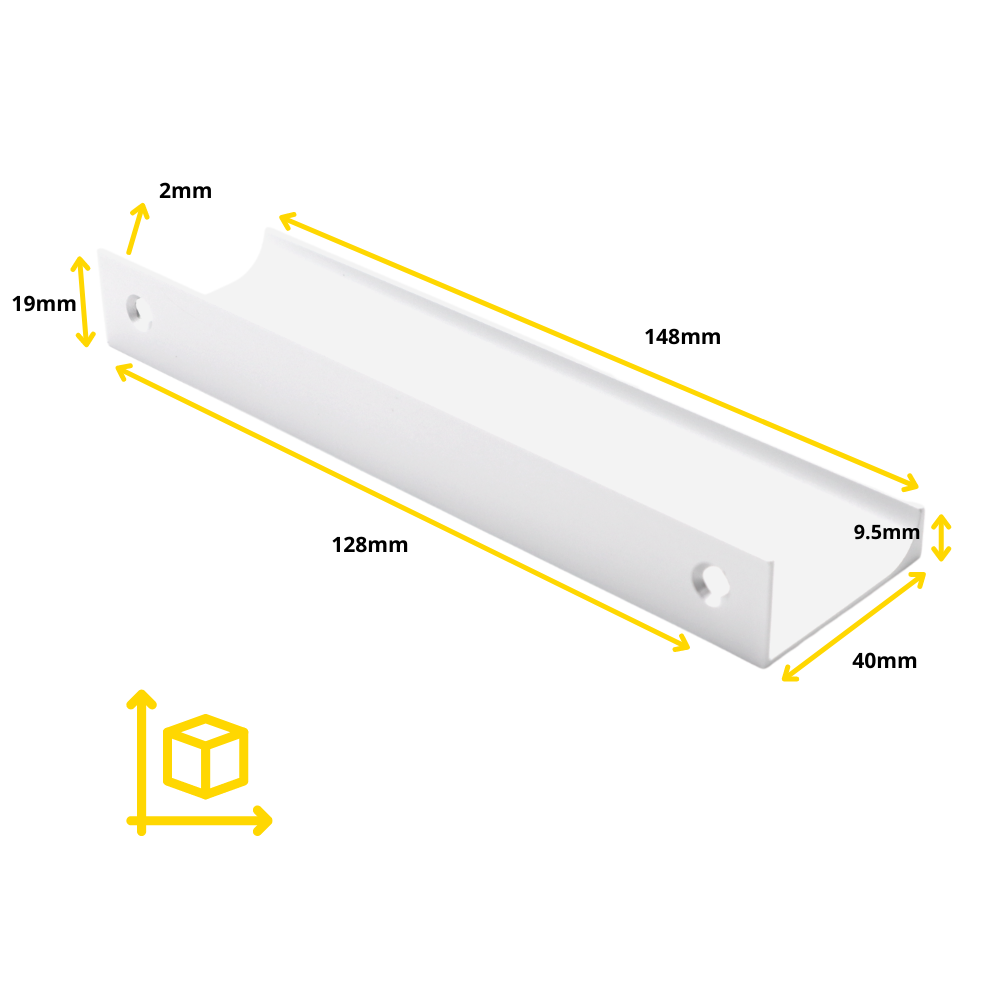 Edge Grip Profile Handle, White, HC 1-1/4, 3-3/4, 5-1/16 inch