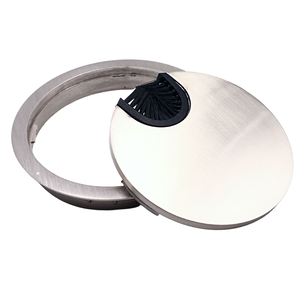 Metal Desk Grommet 3-1/8 inch - Brushed Steel