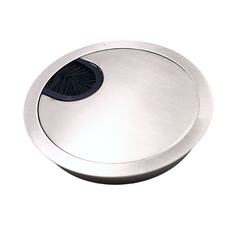 Metal Desk Grommet 3-1/8 inch - Brushed Steel
