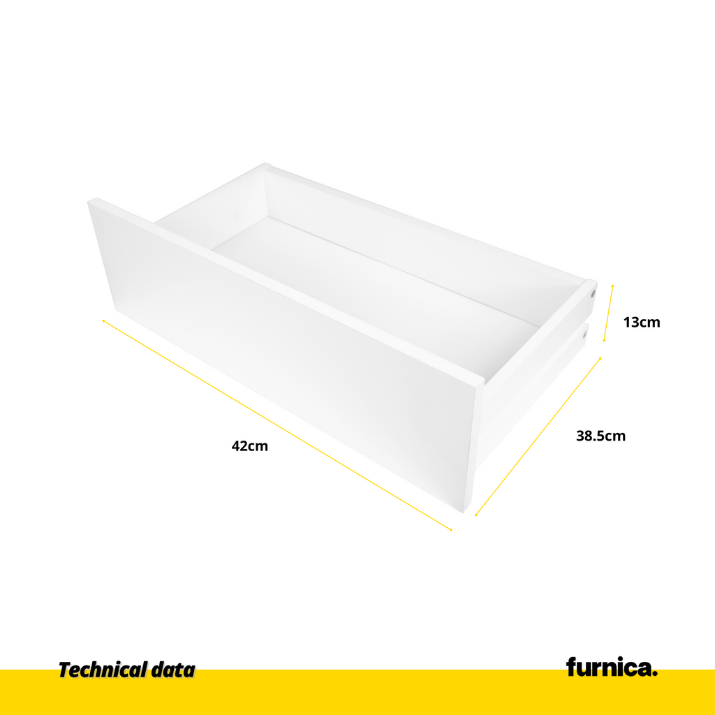 INGRID - Scandinavian Chest of drawers - 3 Drawers, 2 Doors White Matt / Wotan Oak H29 1/2" W59" D17 3/4"