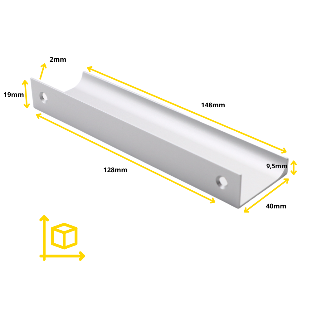 Edge Grip Profile Handle, Aluminum, HC 1-1/4, 3-3/4, 5-1/16 inch