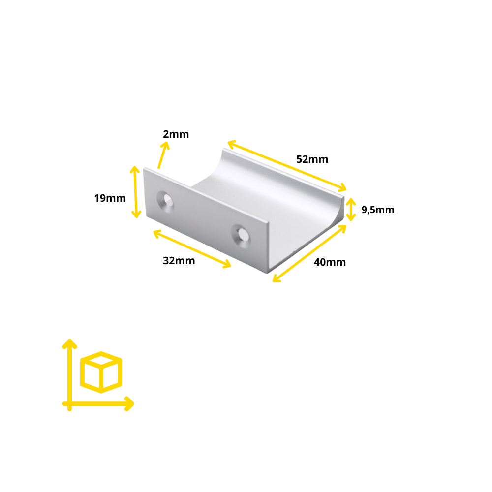 Edge Grip Profile Handle, Aluminum, HC 1-1/4, 3-3/4, 5-1/16 inch