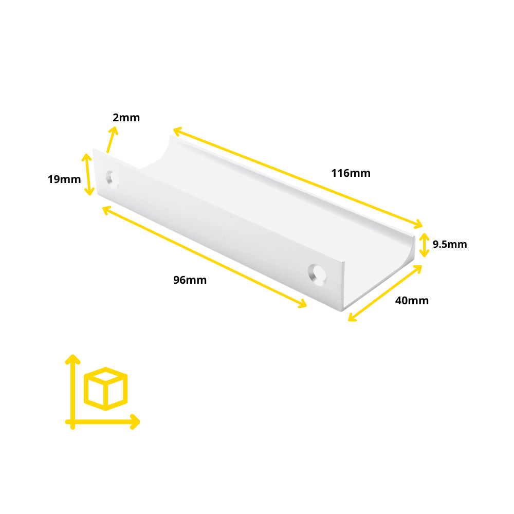 Edge Grip Profile Handle, White, HC 1-1/4, 3-3/4, 5-1/16 inch