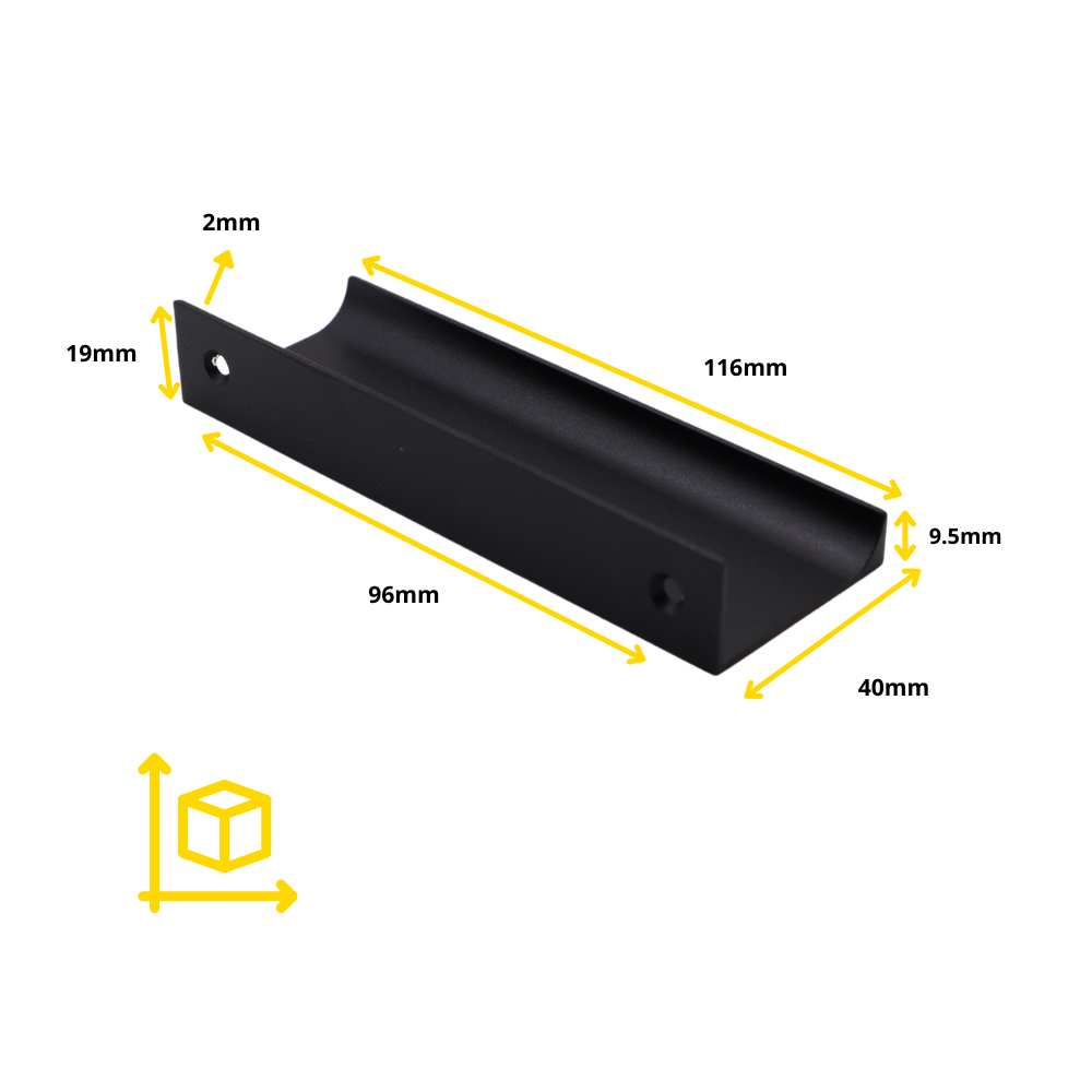Edge Grip Profile Handle, Black, HC 1-1/4, 3-3/4, 5-1/16 inch