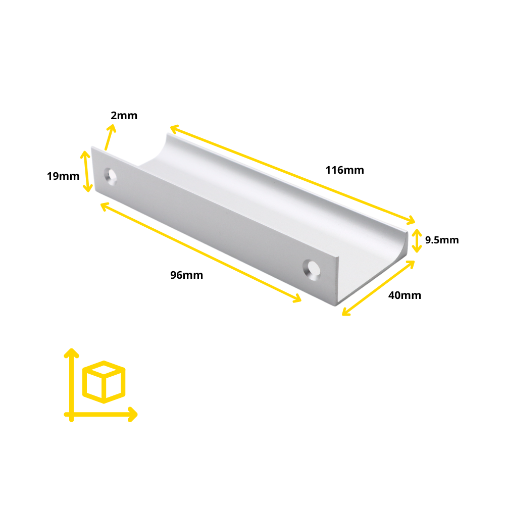 Edge Grip Profile Handle, Aluminum, HC 1-1/4, 3-3/4, 5-1/16 inch