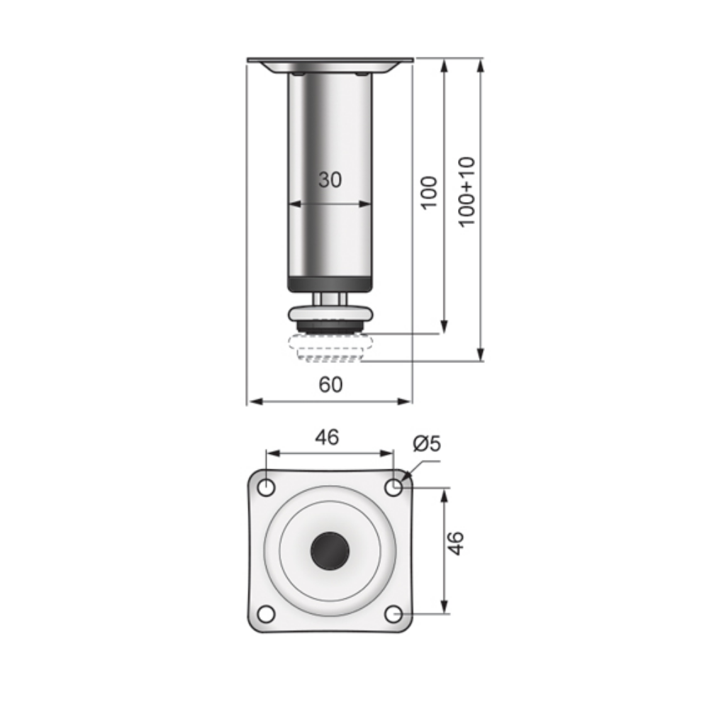 Furniture Leg 3-15/16 inch - Satin