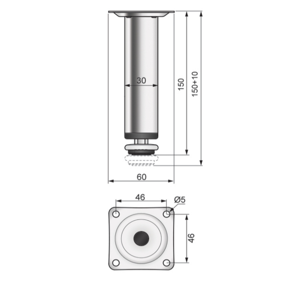 Furniture Leg 5-7/8 inch - Satin
