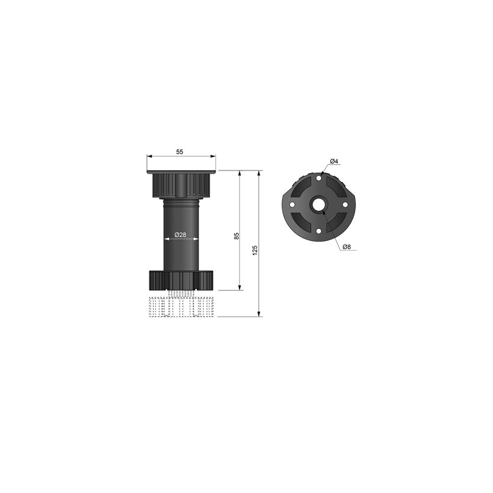 Kitchen Cabinet Leg 3-15/16 inch - Black