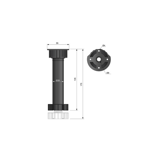 Kitchen Cabinet Leg 5-7/8 inch - Black