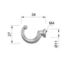 Single hanger hook - Brushed Steel