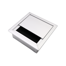 Square Aluminum Desk Grommet 3-1/8x3-1/8 inch, Silver