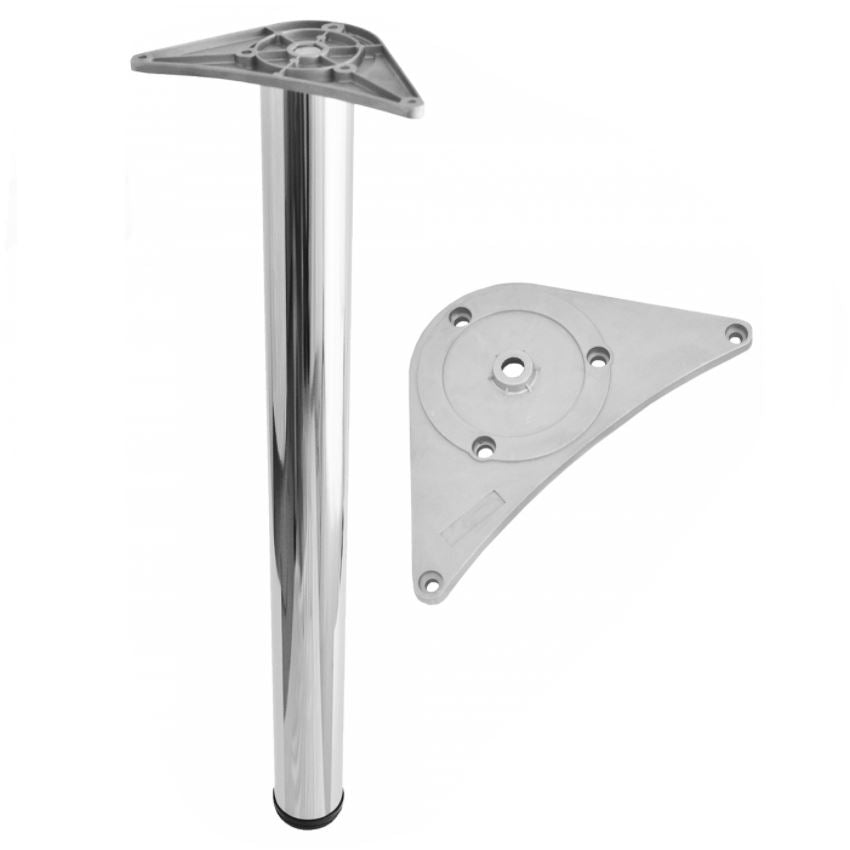 Adjustable Furniture Leg 32-5/16 inch - ZnAl Mounting Plate - Chrome
