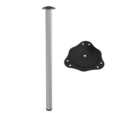 Adjustable Furniture Leg 43-5/16 inch - Steel Mounting Plate - Aluminum