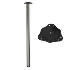 Adjustable Furniture Leg 43-5/16 inch - Steel Mounting Plate - Brushed Nickel