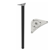 Adjustable Furniture Leg 43-5/16 inch - ZnAl Mounting Plate - Black