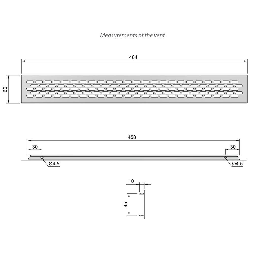 Aluminum Air Vent Grill 19-1/16x2-3/8 inch - Silver