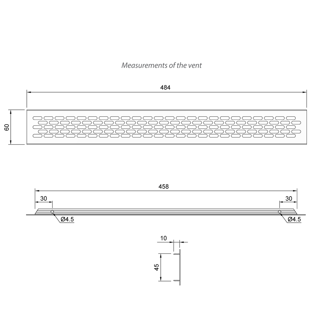 Aluminum Air Vent Grill 19-1/16x2-3/8 inch - White