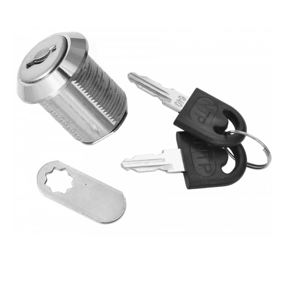Cabinet Lock with Straight Cam Plate 3/4x13/16 inch, Chrome NTP