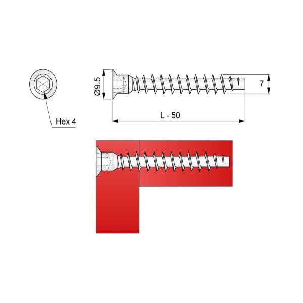 Confirmat Screws - 1/4x1-15/16 inch (1000 pcs)