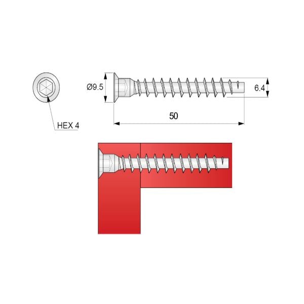 Confirmat Screws - 1/4x1-15/16 inch (100 pcs)