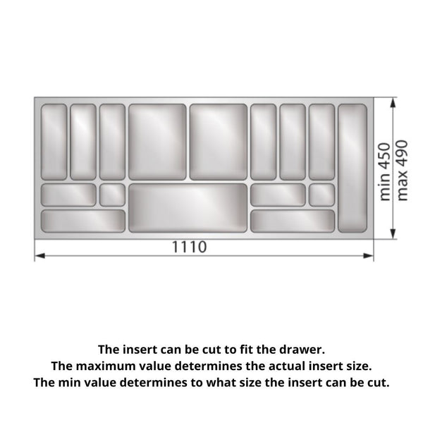 Kitchen drawer liners for Cabinet 36 inch, Depth: 16-15/16 inch - Metallic  - Furnica