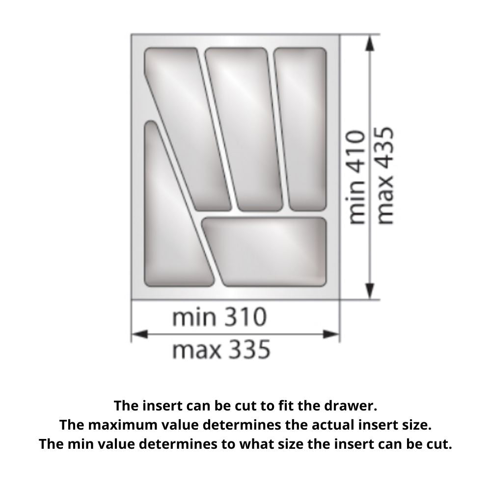 Cutlery Tray for Drawer, Cabinet Width: 15-3/4 inch, Depth: 16-15/16 inch - Metallic