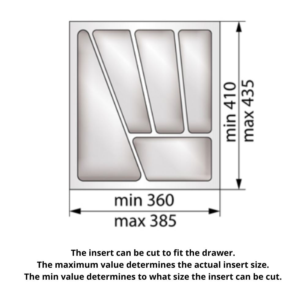 Cutlery Tray for Drawer, Cabinet Width: 17-11/16 inch, Depth: 16-15/16 inch - Metallic