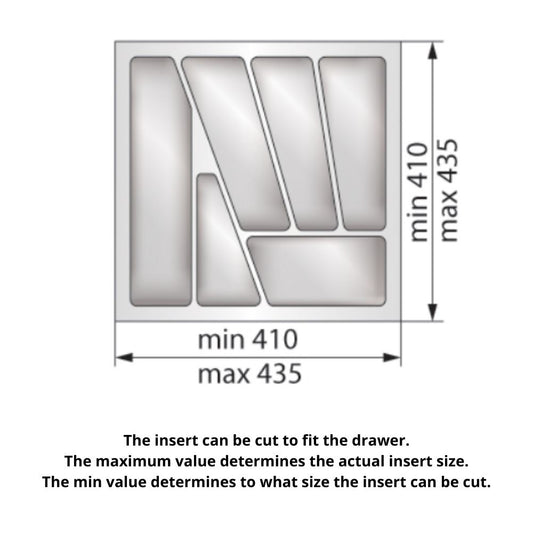 Cutlery Tray for Drawer, Cabinet Width: 500mm, Depth: 430mm - Metallic Cutlery Tray NTP