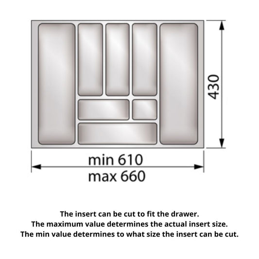 Cutlery Tray for Drawer, Cabinet Width: 700mm, Depth: 430mm - White Cutlery Tray NTP