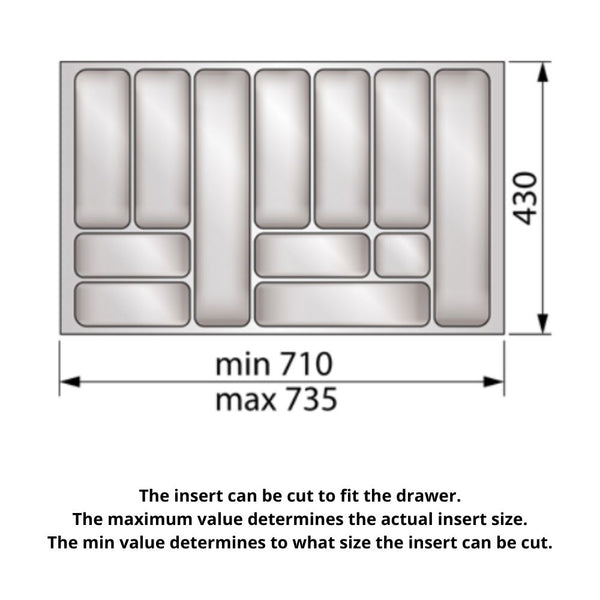 Kitchen drawer liners for Cabinet 36 inch, Depth: 16-15/16 inch - Metallic  - Furnica