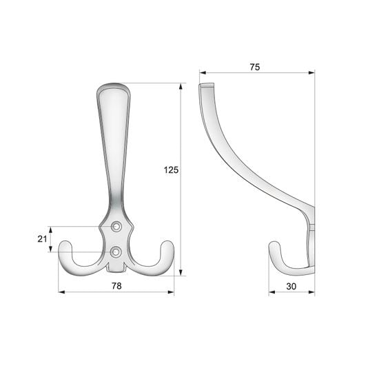 Triple robe hook - Aluminium WP03
