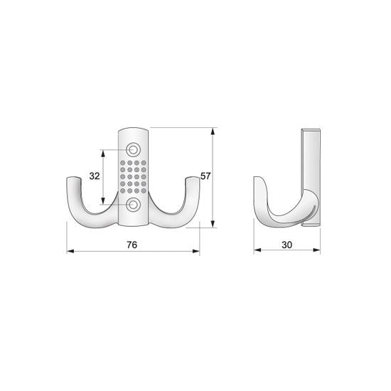 Double robe hook - Aluminium WP04