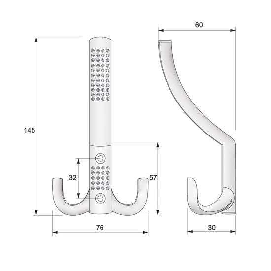 Triple robe hook - Aluminium WP05