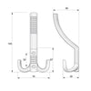 Triple robe hook - Aluminium WP05