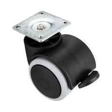 Furniture rubber swivel wheel with mounting plate and brake  Ø1-9/16 inch