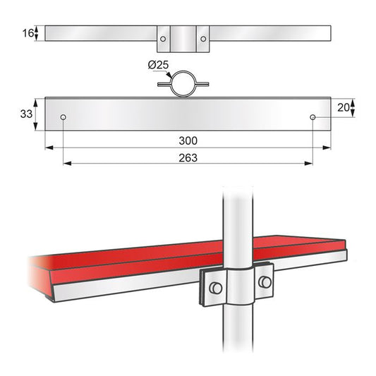 Long One-Sided Shelf Support, Chrome NTP