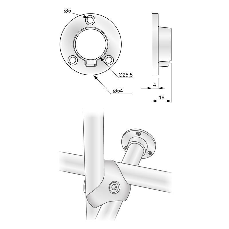Low Flange for 1 inch Pipe, Chrome NTP