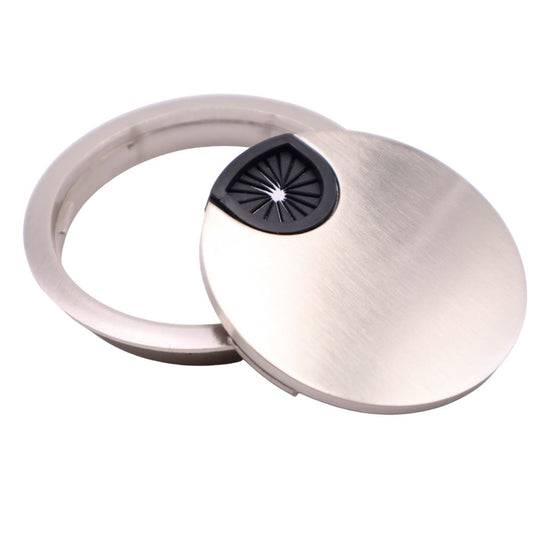 Metal Desk Grommet with rubber hole - Brushed Steel 3-/18 inch Furnica