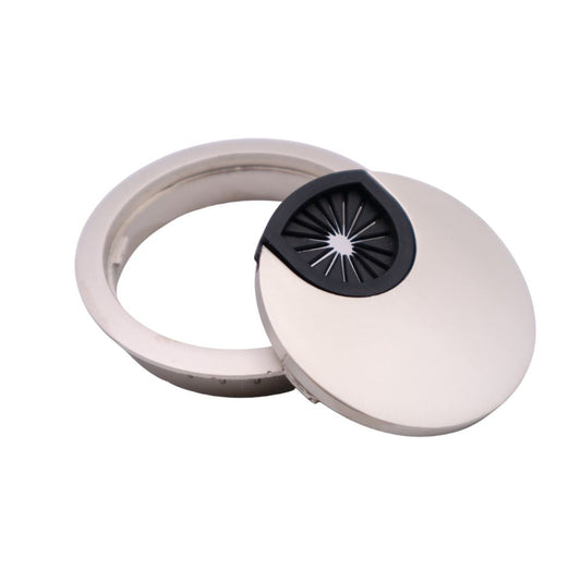 Metal Desk Grommet with rubber hole - Satin 2-3/8 inch Furnica