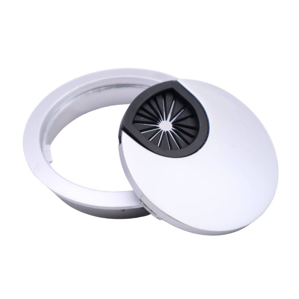 Metal Desk Grommet with rubber hole  - Silver 2-3/8 inch