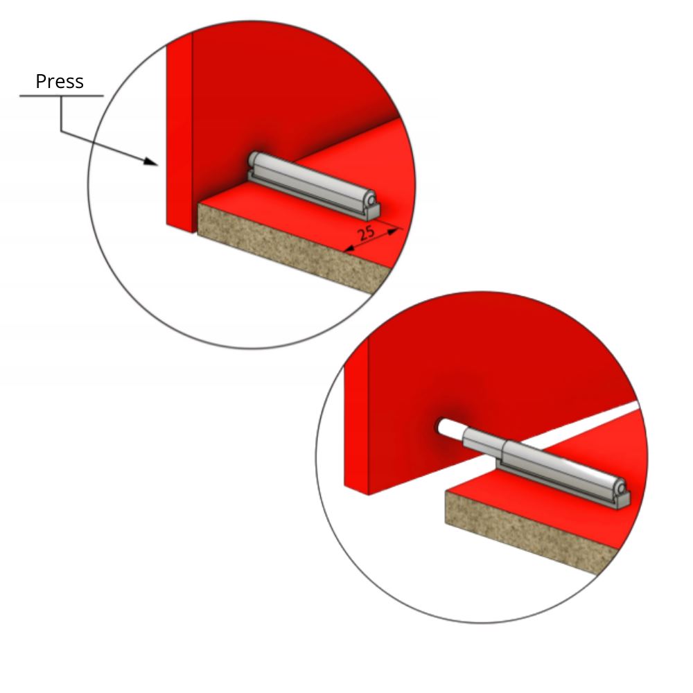 Push to Open latch - Spring Hinges - with rubber tip
