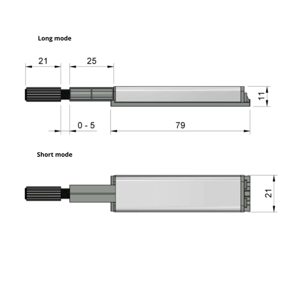 Push to Open latch - Spring Hinges - with rubber tip Zinc/Grey